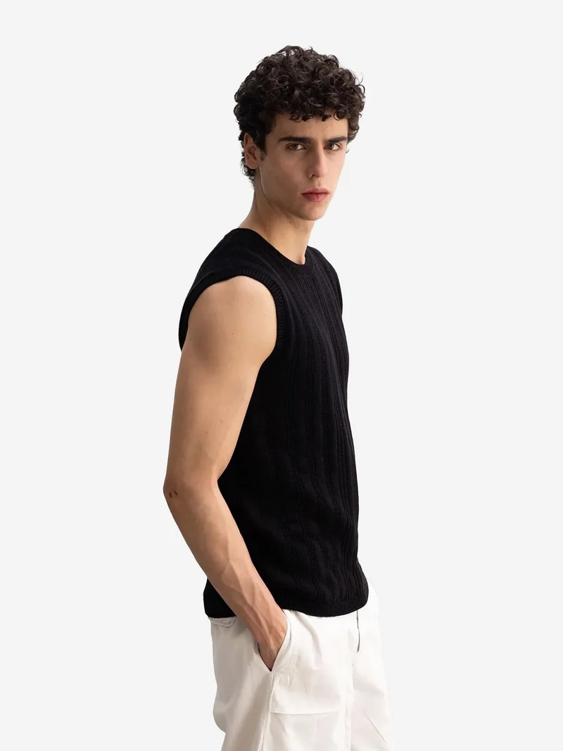 Giesto GIESTO Ribbed Crew Neck Sleeveless T-Shirt