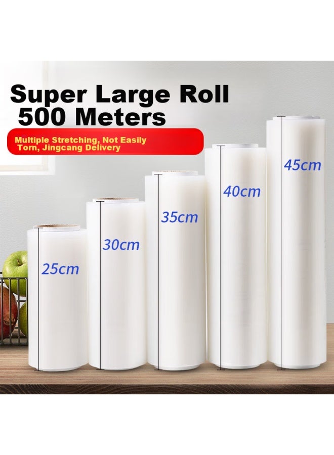 Yessel Yizhixuan Cling Film, Large Size 30cm X 500m, Food-grade Pe, Microwave-safe, Commercial Use, Large Roll, Tear-off, Disposable Food Wrap - Image 1