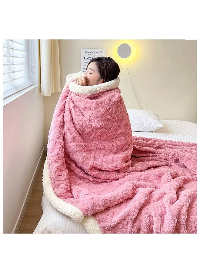 بطانية قطيفة من الكشمير لامب، بطانية قيلولة على الوجهين، بطانية أريكة، بطانية شتوية مخملية مرجانية سميكة، هدية للعائلة، مناسبة للحفاظ على الدفء في المنزل - Image 1