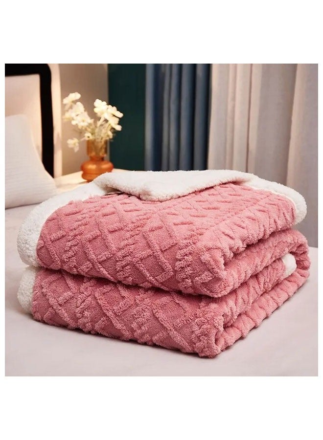 بطانية قطيفة من الكشمير لامب، بطانية قيلولة على الوجهين، بطانية أريكة، بطانية شتوية مخملية مرجانية سميكة، هدية للعائلة، مناسبة للحفاظ على الدفء في المنزل - Image 2