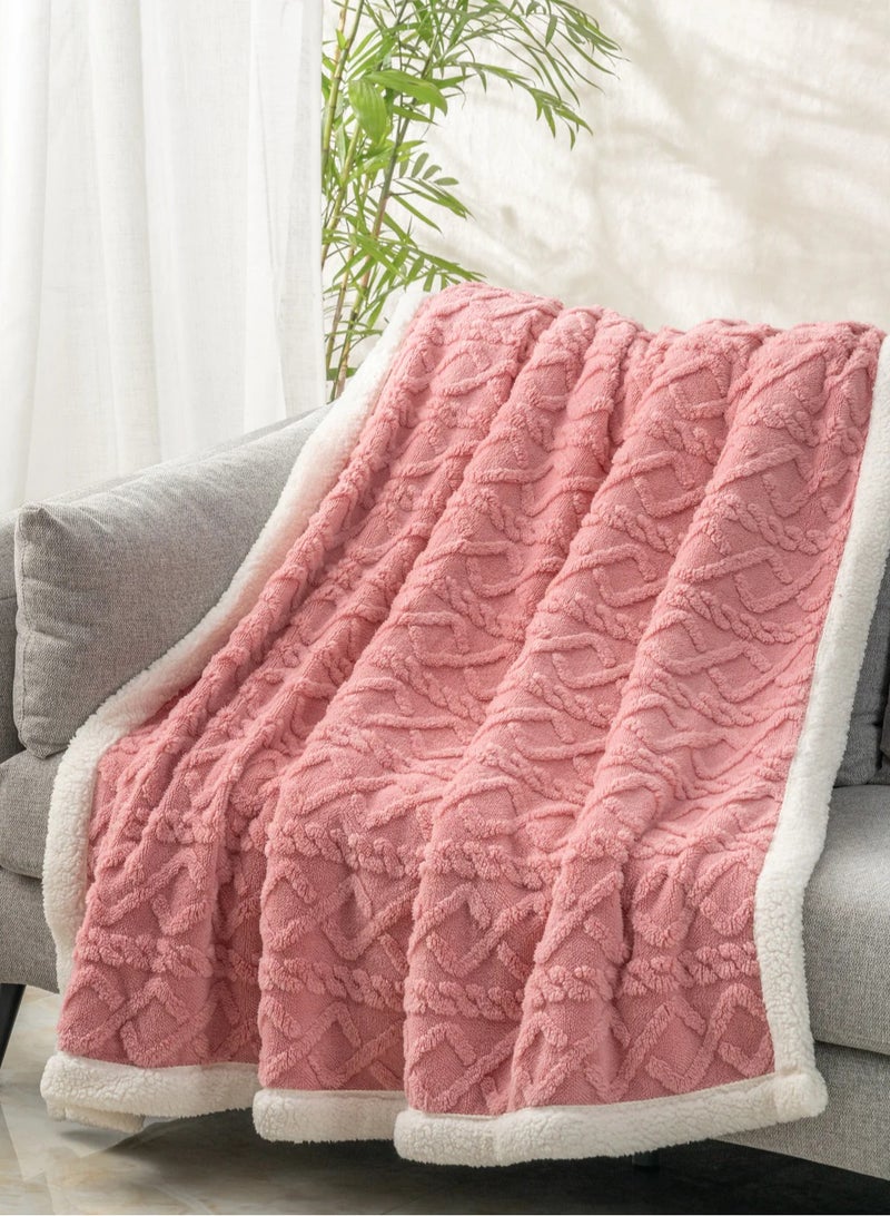 بطانية قطيفة من الكشمير لامب، بطانية قيلولة على الوجهين، بطانية أريكة، بطانية شتوية مخملية مرجانية سميكة، هدية للعائلة، مناسبة للحفاظ على الدفء في المنزل - Image 5