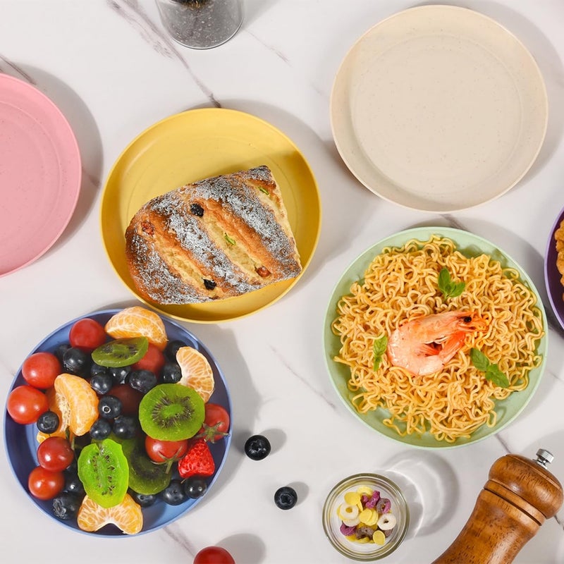 BGHEOUYV 6 Inch Wheat Straw Plates, 6 Pack Small Plates, Lightweight Unbreakable Plastic Dinner Plates for Kids Adult Dinner Camping Salad Dessert - Image 4