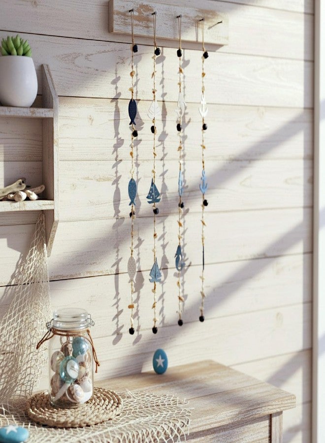 NAUTIMALL Nautical Rope Garland with Bells, Coastal Wall Decor, Hanging Ornament with Anchors and Sea Life, Coastal Door Hanging Decor，Nautical Chime String - Image 5