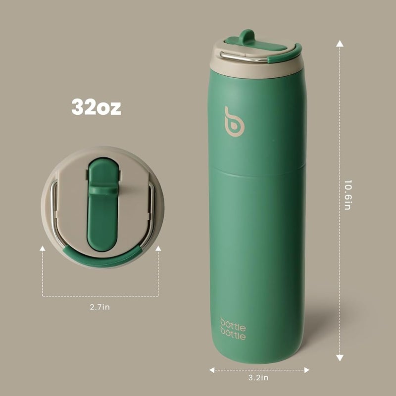 bottle bottle bottlebottle BOTTLE BOTTLE Stainless Steel Water Bottle with Straw Lid and Handle 32 oz Vacuum Insulated Water Bottle for Sports Travel Gym Hiking, Leak-Proof Wide Mouth Water Bottles for Men,forests - Image 3