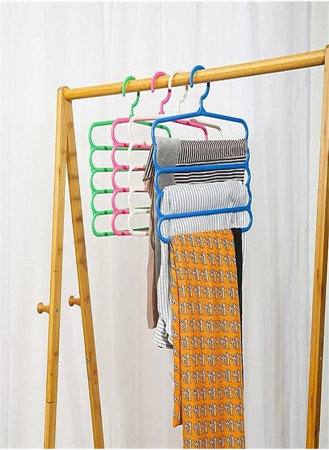 Goolsky Goolsky Pants Hangers Space Saving - 5 Pack Multi-Functional Pants Rack, Non-Slip Clothes Closet Storage Organizer for Pants Jeans Trousers Skirts Scarf Tie (5Pack with 25 Clips)  - Image 4