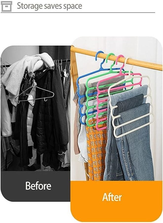Goolsky Goolsky Pants Hangers Space Saving - 5 Pack Multi-Functional Pants Rack, Non-Slip Clothes Closet Storage Organizer for Pants Jeans Trousers Skirts Scarf Tie (5Pack with 25 Clips)  - Image 5