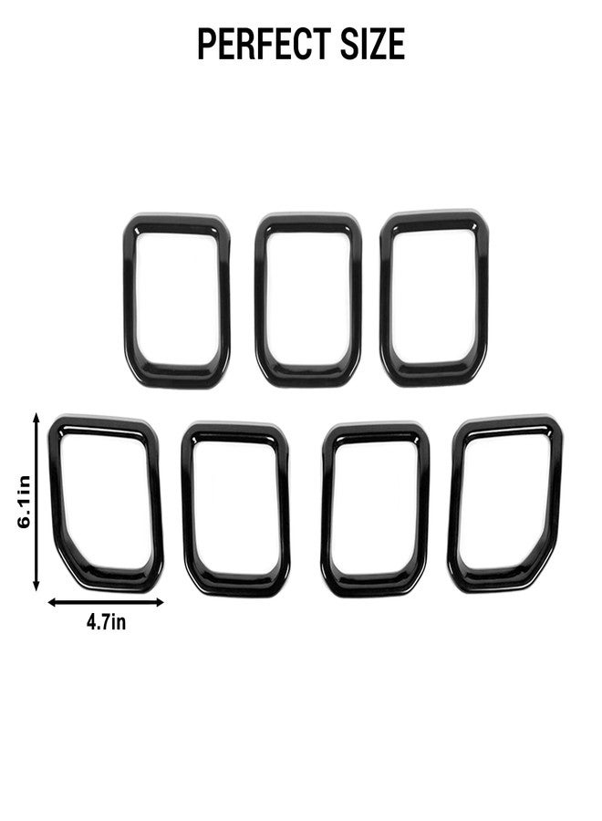 Jimen مجموعة جيمين متوافقة مع سيارة جيب كومباس 2021-2023، 7 قطع من أغطية شبكة التهوية الأمامية، ملحقات خارجية (أسود) - Image 4