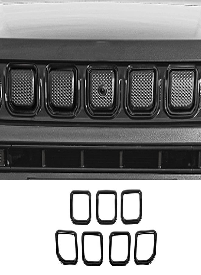 Jimen مجموعة جيمين متوافقة مع سيارة جيب كومباس 2021-2023، 7 قطع من أغطية شبكة التهوية الأمامية، ملحقات خارجية (أسود) - Image 2