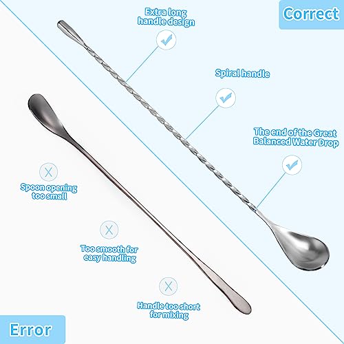 SZLFSX 6 Pcs 12 Inch Bar Mixing Spoon Cocktail Spoon Stainless Steel Bar Long Spoon With Spiral Pattern - Image 3
