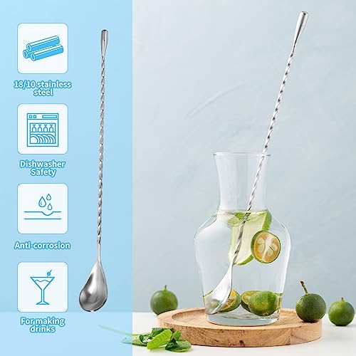 SZLFSX 6 Pcs 12 Inch Bar Mixing Spoon Cocktail Spoon Stainless Steel Bar Long Spoon With Spiral Pattern - Image 5