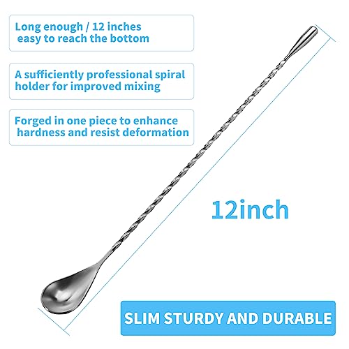SZLFSX 6 Pcs 12 Inch Bar Mixing Spoon Cocktail Spoon Stainless Steel Bar Long Spoon With Spiral Pattern - Image 2
