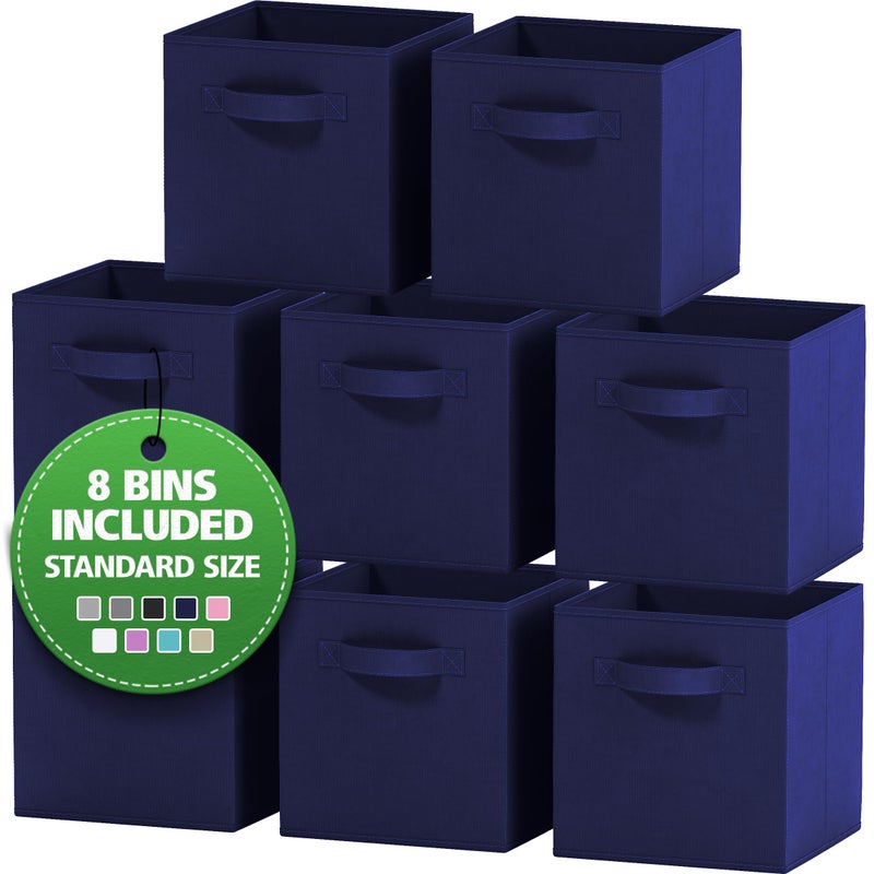 Fabric Storage Cubes for Cube Organizer  8 Pack Heavy Duty Navy Blue Storage Bins  11 Inch Cube Storage Bin Use As A Clothes Storage Box In Closet Baskets For Shelves or Cubbies Storage Organizer