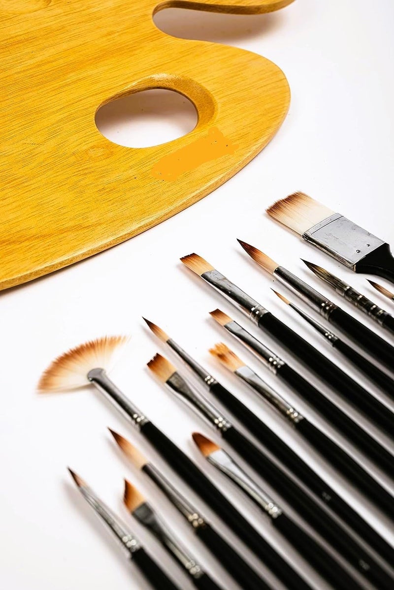 ARROLLIANT Handmade Professional Artist Mix Painting Brush Set for Acrylic, Watercolor, & Gouache Painting Synthetic Bristle 16 Brushes - Image 2