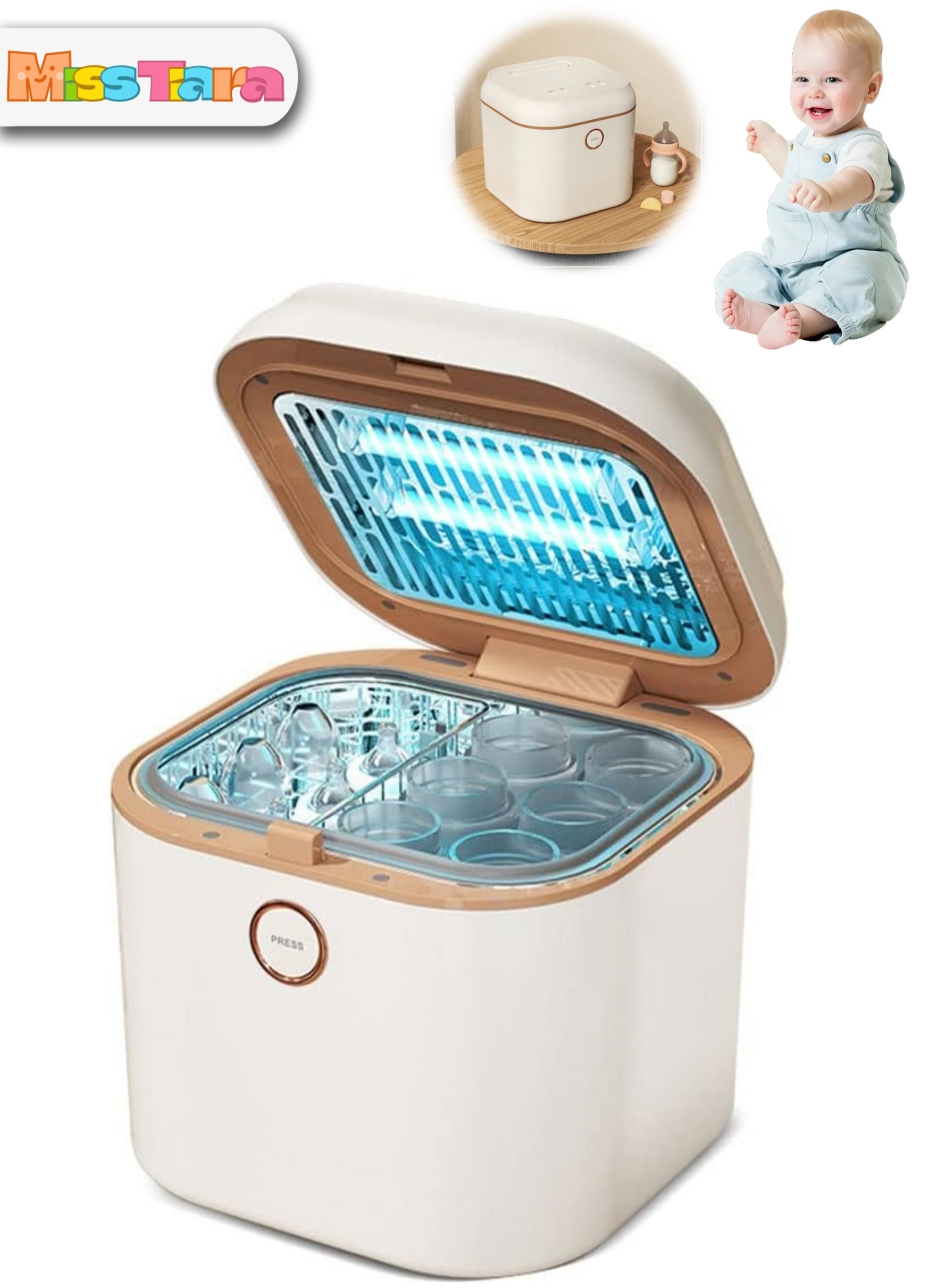 Simple one-touch controls Intelligent Baby Bottle Sterilizer With Drying UV Disinfection 72h Sterile Protection 12 Bottle Capacity Baby Bottle Disinfection Cabinet 