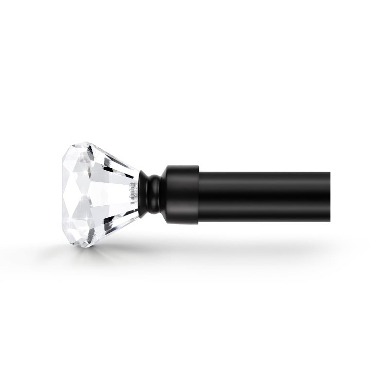 Orger Black Matte Crystal Curtain Rod for window from 3068 Inches Adjustable Drapery Rod with Diamond Design Single Window Treatment Rod for Living Room