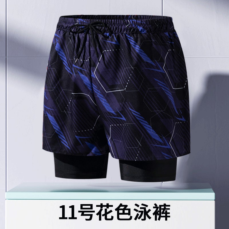 Swimming Trunks for Adults New Double Layer Anti-embarrassment Professional Quick-drying Boxer Fashionable Loose High Elastic plus size Beach Pants - Image 1
