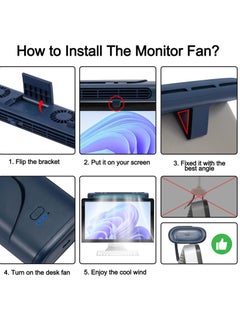Excefore Table Desktop Cooling Fan, Monitor Clip On Fan, Monitor Fan, Bladeless Office Desk Tower Standing Fan, Strong Wind Quiet Small Desk Fan USB Powered Mini USB Fan for Office Laptops, Desktop PC  - Image 2