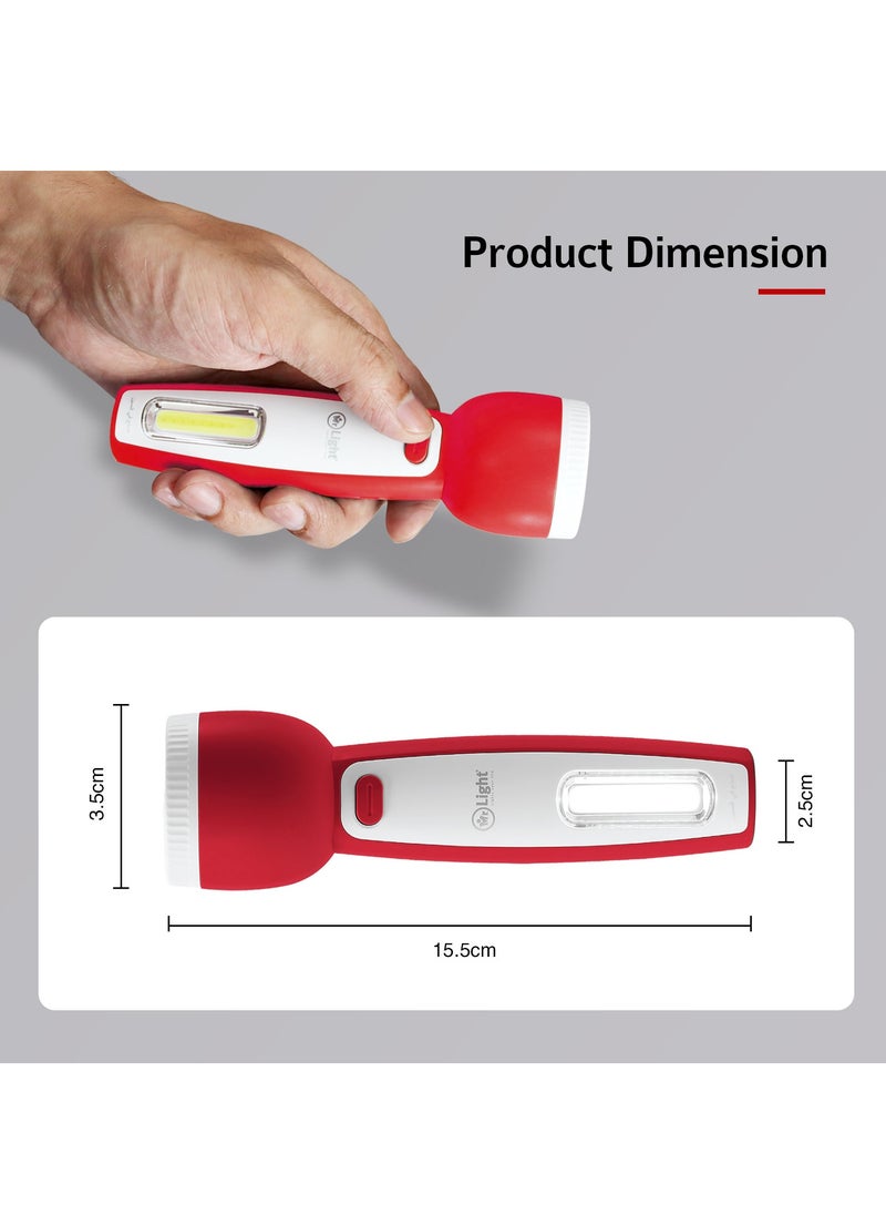 Rechargeable LED Flashlight Torch Long Range Strong Light And Long Battery Life With Tail Light Design