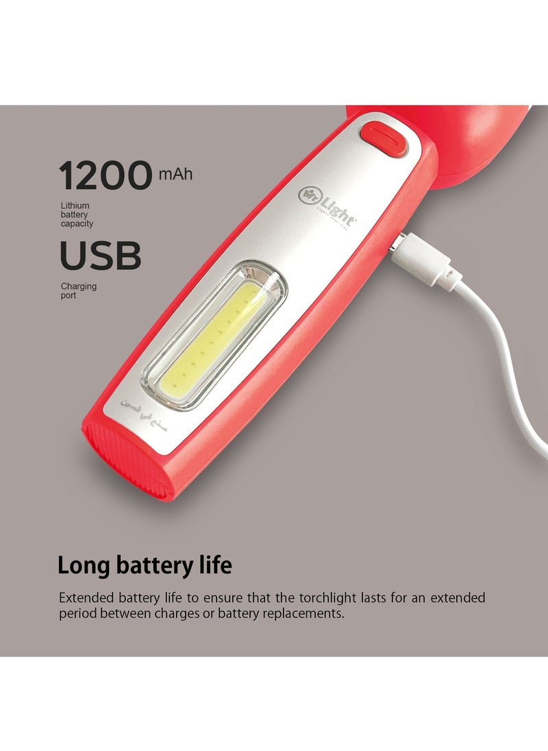 Mr. Light Rechargeable LED Flashlight Torch Long Range Strong Light And Long Battery Life With Tail Light Design  - Image 3