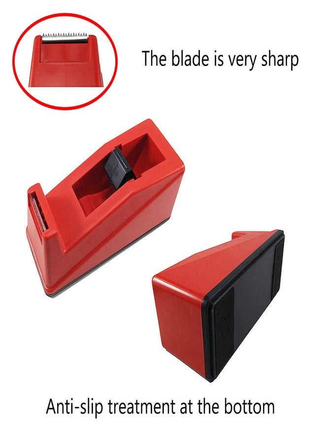 DBKMPZ Classic Desktop Tape Dispenser,1 in Core,Non-Skid Base - with 1 Premium Rolls Invisible Clear Tape, Perfect for Office, Home, School (Red) - Image 3