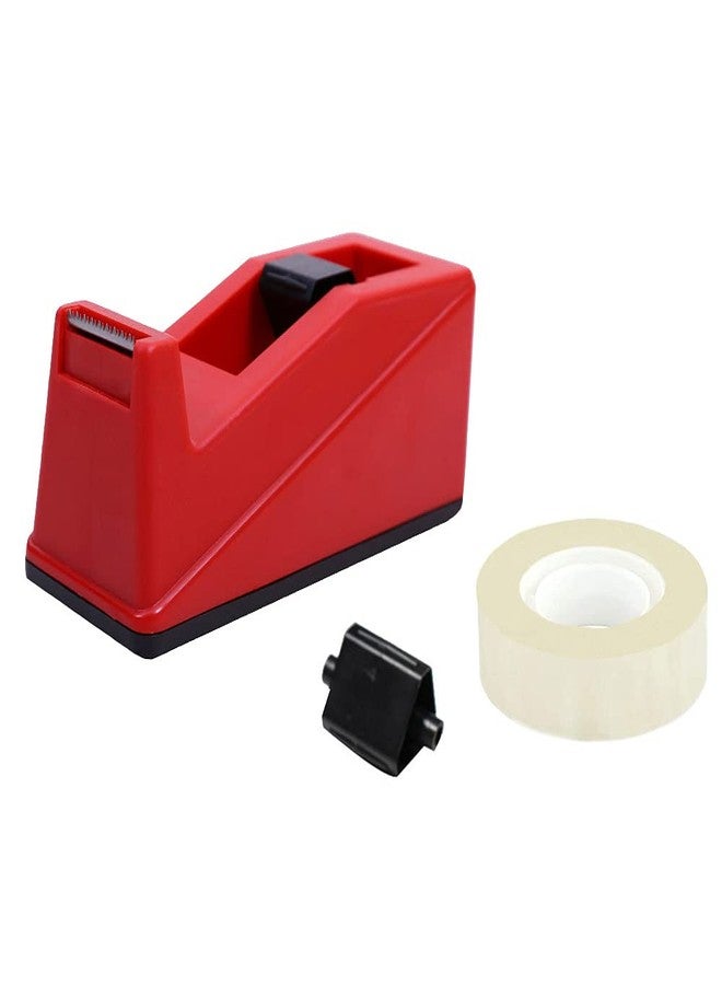 DBKMPZ Classic Desktop Tape Dispenser,1 in Core,Non-Skid Base - with 1 Premium Rolls Invisible Clear Tape, Perfect for Office, Home, School (Red) - Image 1