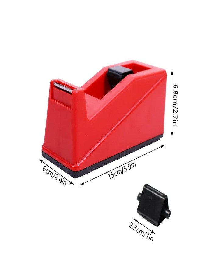 DBKMPZ Classic Desktop Tape Dispenser,1 in Core,Non-Skid Base - with 1 Premium Rolls Invisible Clear Tape, Perfect for Office, Home, School (Red) - Image 2