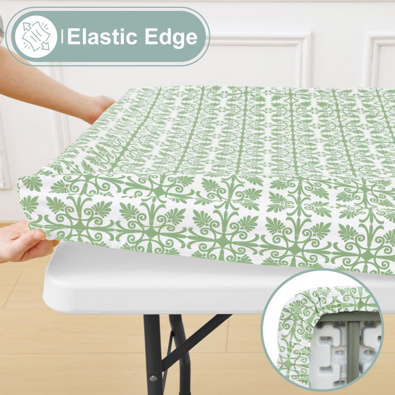 Misaya Rectangle Vinyl Table Table Cloth مرنة الفانيلا المائدة المدعومة المدعومة 100 ٪ غطاء طاولة بلاستيكي مقاوم للماء يناسب 5 أقدام طاولات قابلة للطي للتخييم في الهواء الطلق (Sage Green 30 "" × 60 "") - Image 2