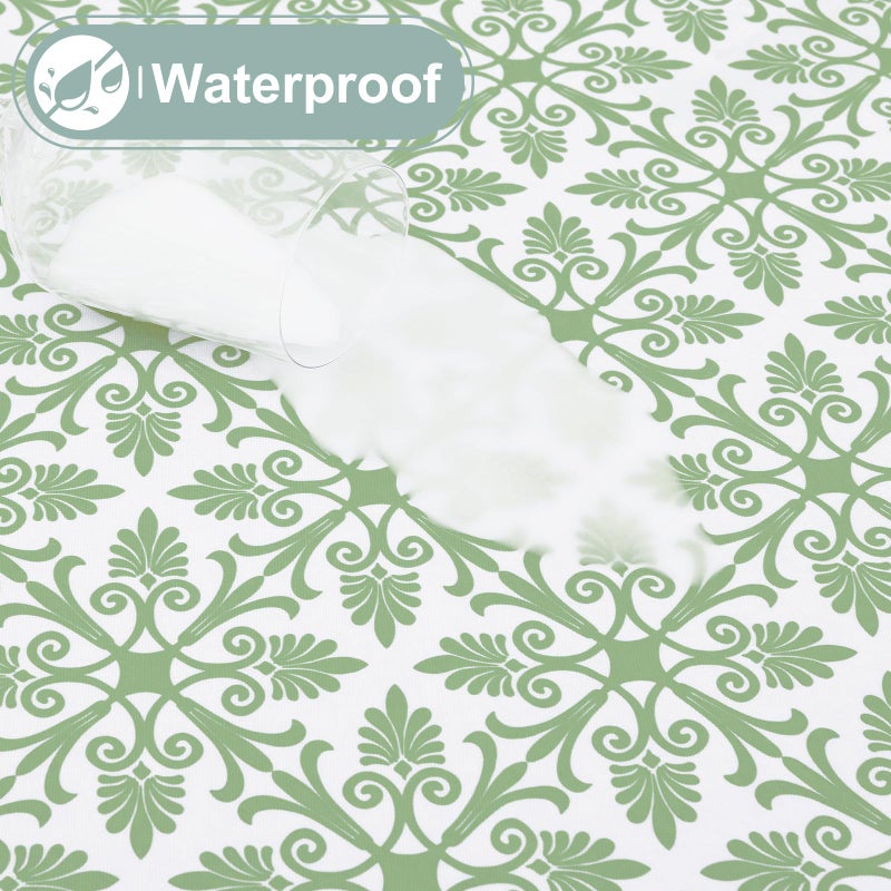 Misaya Rectangle Vinyl Table Table Cloth مرنة الفانيلا المائدة المدعومة المدعومة 100 ٪ غطاء طاولة بلاستيكي مقاوم للماء يناسب 5 أقدام طاولات قابلة للطي للتخييم في الهواء الطلق (Sage Green 30 "" × 60 "") - Image 3