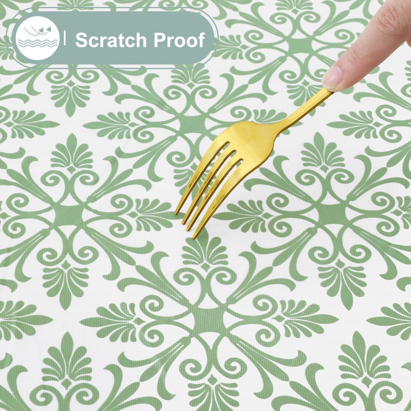 Misaya Rectangle Vinyl Table Table Cloth مرنة الفانيلا المائدة المدعومة المدعومة 100 ٪ غطاء طاولة بلاستيكي مقاوم للماء يناسب 5 أقدام طاولات قابلة للطي للتخييم في الهواء الطلق (Sage Green 30 "" × 60 "") - Image 5