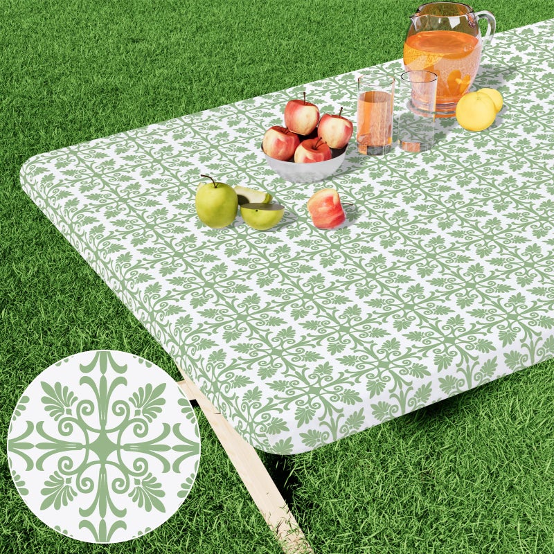 Misaya Rectangle Vinyl Table Table Cloth مرنة الفانيلا المائدة المدعومة المدعومة 100 ٪ غطاء طاولة بلاستيكي مقاوم للماء يناسب 5 أقدام طاولات قابلة للطي للتخييم في الهواء الطلق (Sage Green 30 "" × 60 "") - Image 1