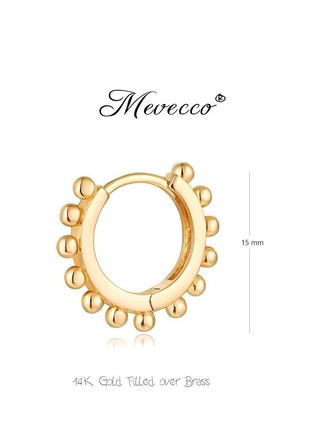 Mevecco Women Huggie Earrings Gold Hoop Sleeper 14K Gold Filled Small Simple Handmade Hypoallergenic Everyday Jewelry - Image 4