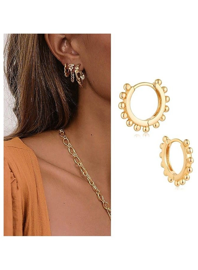 Mevecco Women Huggie Earrings Gold Hoop Sleeper 14K Gold Filled Small Simple Handmade Hypoallergenic Everyday Jewelry - Image 3