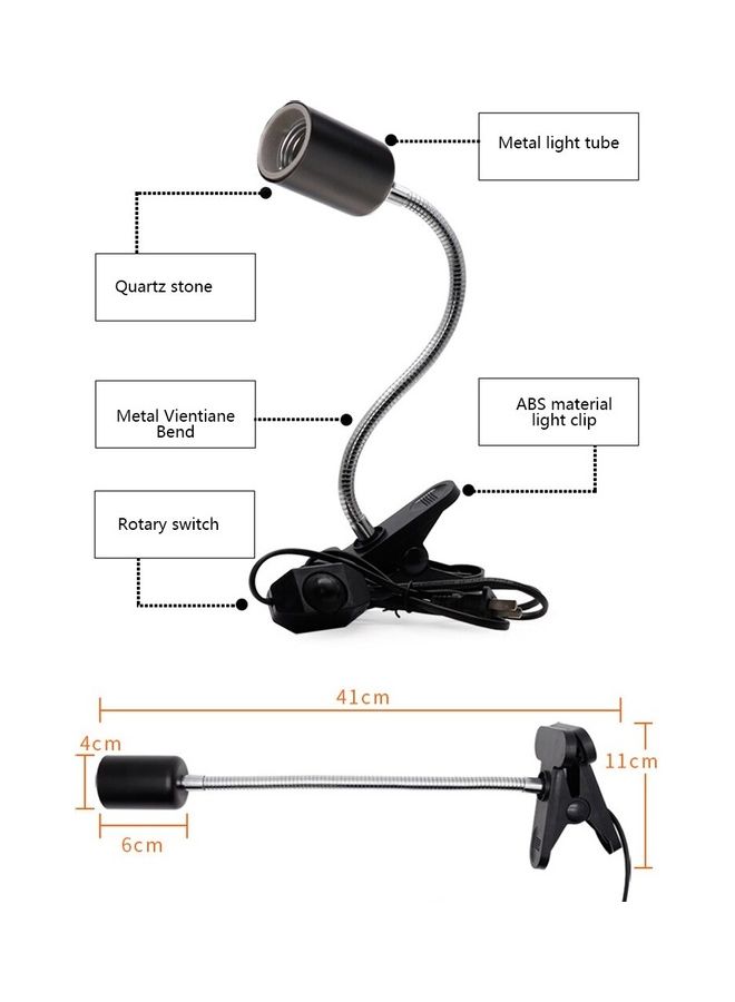 نيبمينينت Pet Heating Bulb Holder Clamp Fixture Lamp Black/Silver - Image 2