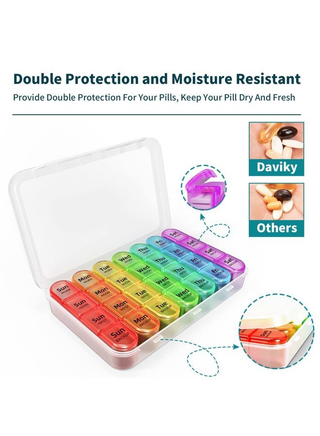 Daviky Weekly Pill Organizer 4 Times a Day, Pill Box 7 Day, Medicine Organizer Portable for Travel with Removable Individual Pill Case Pill Container to Hold Daily Vitamin, Supplement and Medication - Image 5