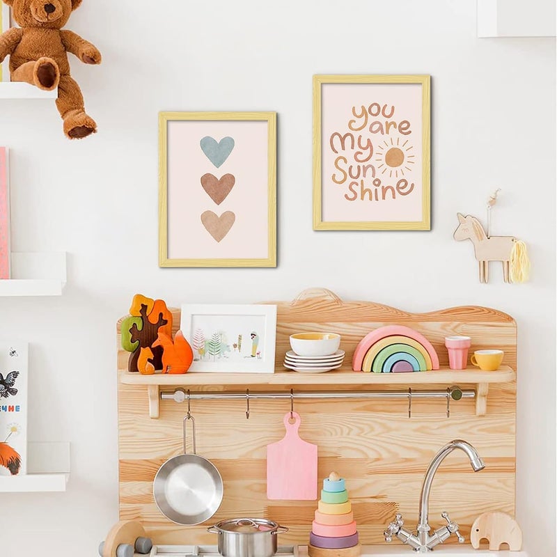 LIYAOLI You Are My Sunshine Framed Wall Art Decor 3 Panel 12x16 Inch Heart Rainbow Nursery Boho Kids room Baby Girl Bedroom Decor for Nursery Decor - Image 3