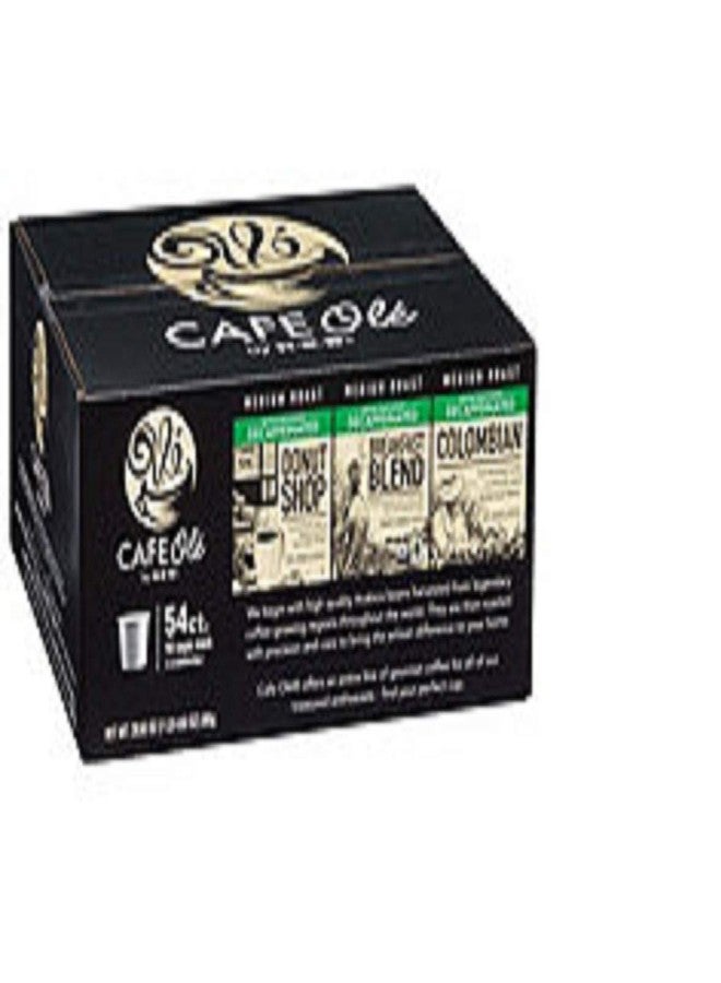 Cafe Ole 54 Count cups Decaf(Donut shop 18,Breakfast Blend 18,Colombian 18)