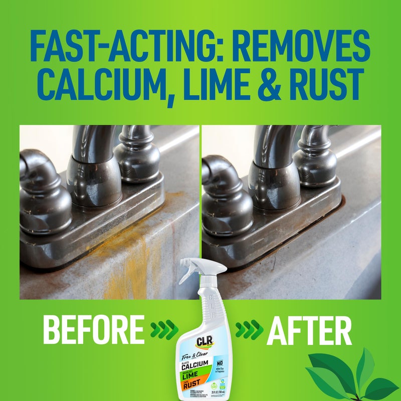 CLR BrandsÂ® Calcium, Lime & Rust Remover Free & Clear, No Dyes or Fragrances, Gentle Lime and Bathroom Descaler, Removes Hard Water Stains and Rust Deposits, 26 Oz Bottle (Pack of 1) - Image 3