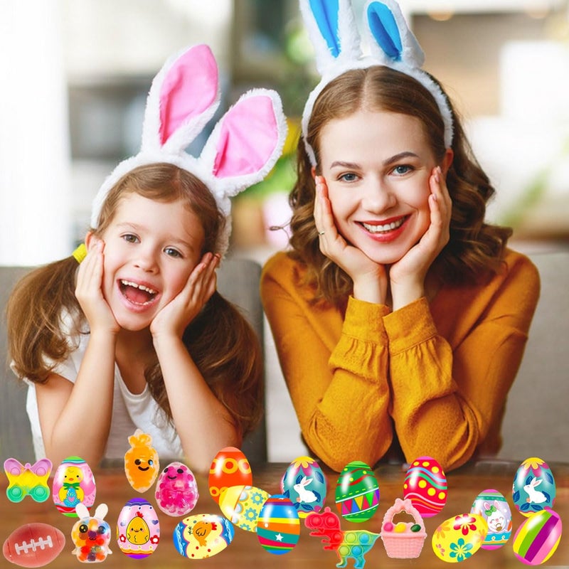 Cherislpy 36 Pack Prefilled Easter Eggs with Fidget Toys Bright Colorful Easter Eggs Prefilled with Variety Easter Stress Toys Inside Great for Kids Toddler Easter Basket Stuffers Eggs Fillers Party Favors - Image 4