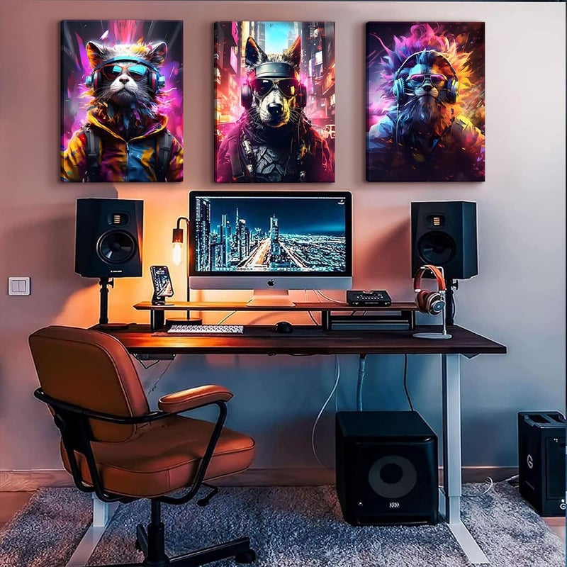 QGNBGBJ Colorful Graffiti Animal Gaming Posters Set - Image 4