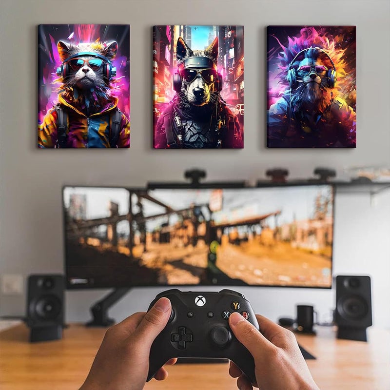 QGNBGBJ Colorful Graffiti Animal Gaming Posters Set - Image 3