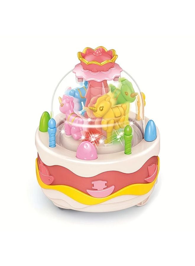 Electric Carousel Cake Toy With Lights Music And Spinning Animals Blue - Image 4