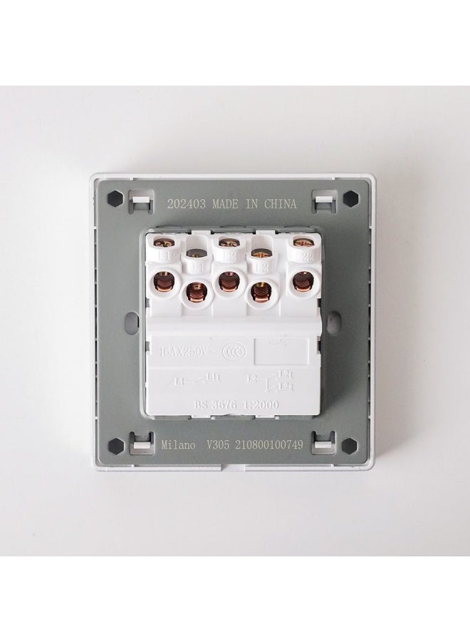 Milano 10A 3G 1W Switch Electrical Switches Sockets Outlets For Home Appliances Office Hotel Conventional Construction Project Aura Slvr - Image 3