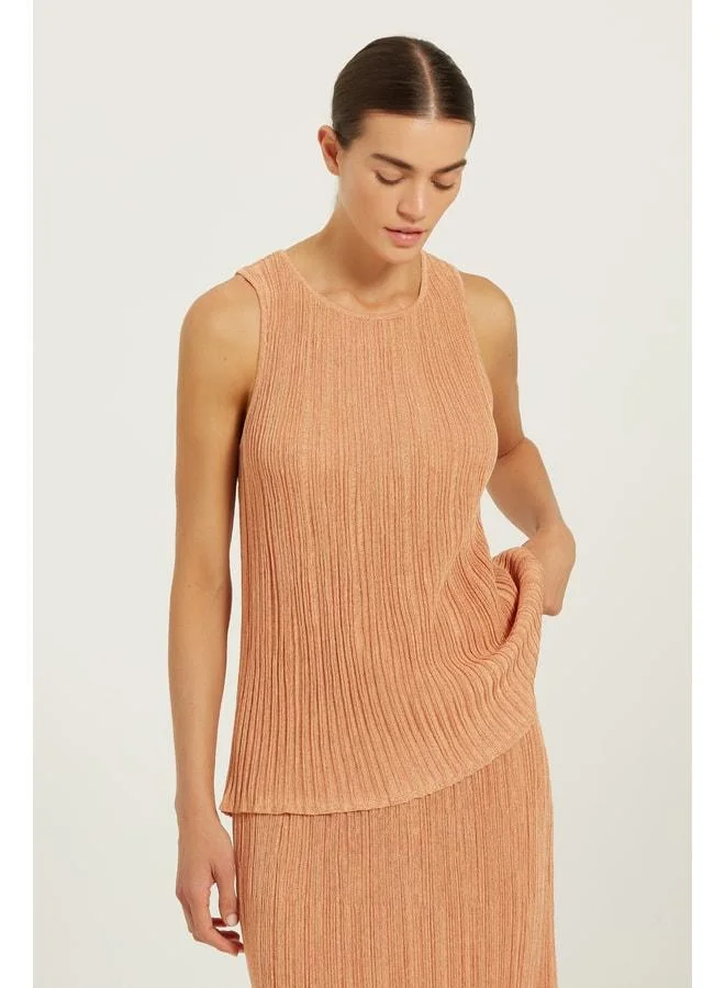 Mısırlı 1951 Peach Sequin-Detail Sleeveless Blouse.