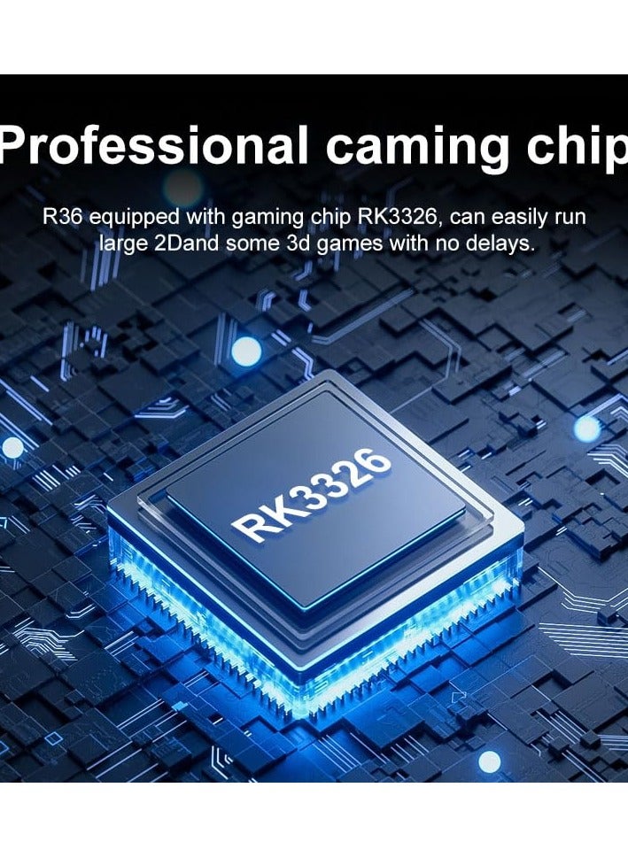 وحدة تحكم ألعاب محمولة R36s ريترو، شاشة 3.5 بوصة IPS OCA HD MIPI، نظام Linux مفتوح المصدر و1500 لعبة، وحدة تحكم ألعاب فيديو محمولة مدمجة بسعة 64 جيجابايت. (أسود)