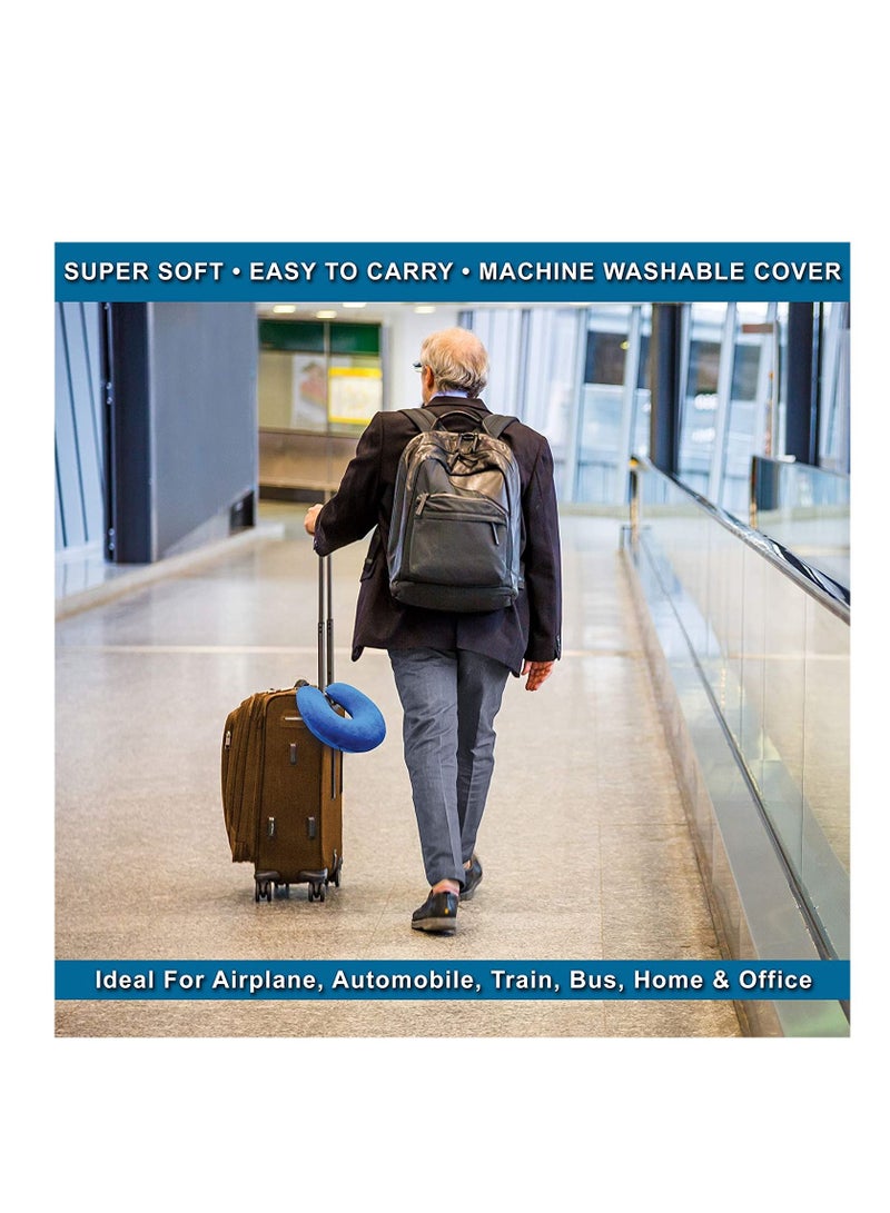 Travel Pillow (Blue) Sleep with NO Neck Pain, Super Soft Memory Foam Easy Washing with Removable Cover - Image 4