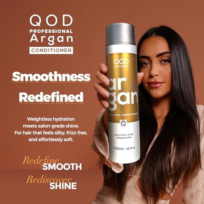 QOD PRO Argan Conditioner | For Dry, Damaged, Frizzy and Dull Hair | Promotes Shine and Softness | With Argan Oil| 300ML - 10fl oz - Image 3