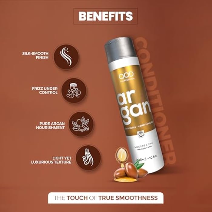 QOD PRO Argan Conditioner | For Dry, Damaged, Frizzy and Dull Hair | Promotes Shine and Softness | With Argan Oil| 300ML - 10fl oz - Image 4