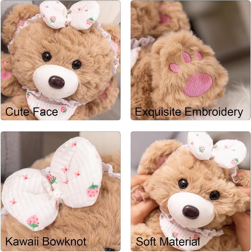 Luckam Adorable Bear Plush Toy with Bowknots, Kawaii Stuffed Teddy Bear Plush, Soft Plush Bears for Kids, Boys, Girls, Suitable Birthday Gift Ideas - Image 2