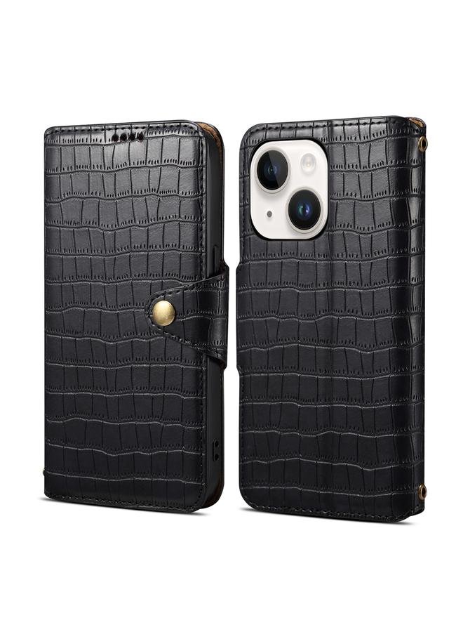 The Bros Case For iPhone 13 Crocodile Texture Oil Edge Leather Phone Case
