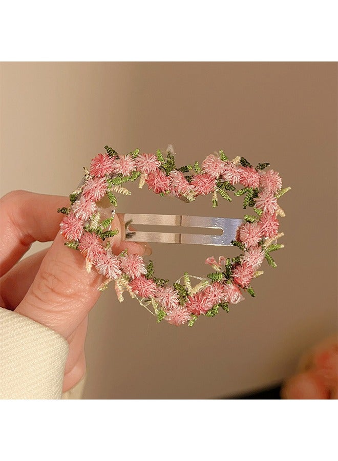 زهرة الشعر كليب السيدات الفتيات الوردي الأزهار الدانتيل الشعر كليب على شكل قلب مشبك شعر زهرة صغيرة كليب الشعر للشعر الكثيف والرقيق اكسسوارات الشعر الزهرية الحلوة للزينة اليومية للحفلات ، 2 قطعة - Image 5